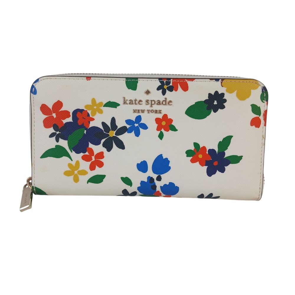 Kate Spade Dawn Breezy Floral Black Multi Large Continental Zip Wallet - Picture 2 of 6